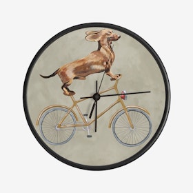 Dachshund On Bicycle Clock